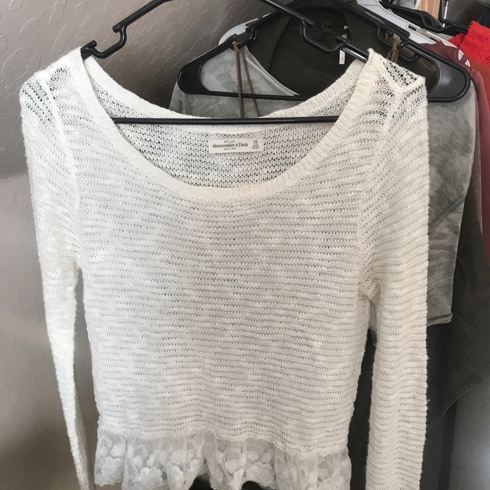 Knit and Lace Cropped Sweater